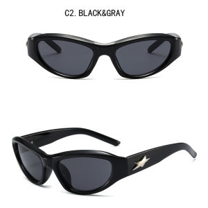 Star Sunglasses for Women Men Y2K Sports Punk Shades Brand Design Five-Pointed Star Uv400 Eyeglasses Female Goggles