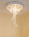 Phube Double spiral staircase lustre crystal ceiling chandelier lighting restaurant hotel hall loft  Modern Crystal Spiral Chandelier, Foyer Chandelier, Staircase Raindrop. 