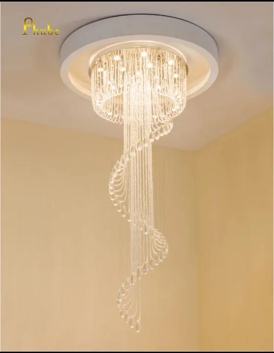 Phube%20Double%20spiral%20staircase%20lustre%20crystal%20ceiling%20chandelier%20lighting%20restaurant%20hotel%20hall%20loft%20%20Modern%20Crystal%20Spiral%20Chandelier,%20Foyer%20Chandelier,%20Staircase%20Raindrop%20-%20Image%204