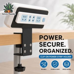 Clip On Power Strip Holder No Drill Cable Management Desk Organizer Clamp Socket Mount Home Office