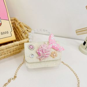 ANANAA Ngọc trai Túi đeo vai trẻ em Dây đeo loại Polyester Túi đeo chéo dây xích Dễ thương Hình vuông Túi xách ngọc trai Cô gái