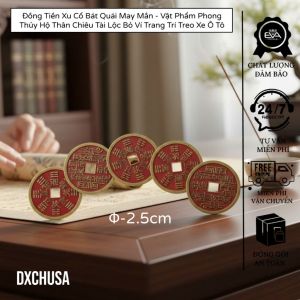 Set 5 Đồng Xu Bát Quái Đồng Cổ - Đồng Tiền Phong Thủy May Mắn Hóa Giải Vận Hạn Tài Lộc Hanh Thông