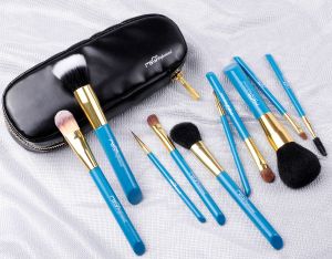 Lady Q Professional ชุดแปรงแต่งหน้า 10 ชิ้น STBA10b1 ขนแปรงเนียนนุ่ม แน่นหนา คุณภาพดี สีติดง่าย ไม่หลุดร่อน น้ำหนักเบา พร้อมซองกระเป๋าหนังแท้ + ช่างแต่งหน้ามืออาชีพไว้วางใจ!!! - สีดำ