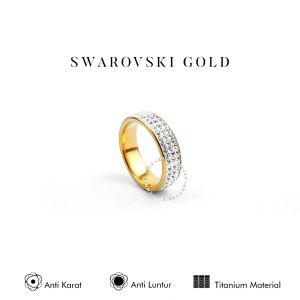 Emrys Simple Ring SWAROSKI GOLD Real Titanium Anti Karat Cincin Titanium Pria Wanita