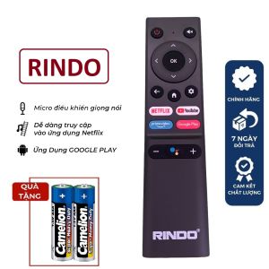 Điều khiển tivi Rindo giọng nói chính hãng loại ngắn phím êm remote rindo tv thông minh smart zin theo TV- Hàng mới