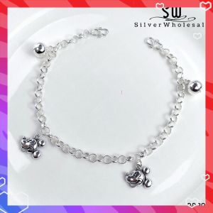 SilverWholesale #BB202 Original Silver 925 Mickey Mouse Baby Bracelet Anklet (Gelang Kaki/Tangan untuk Baby)