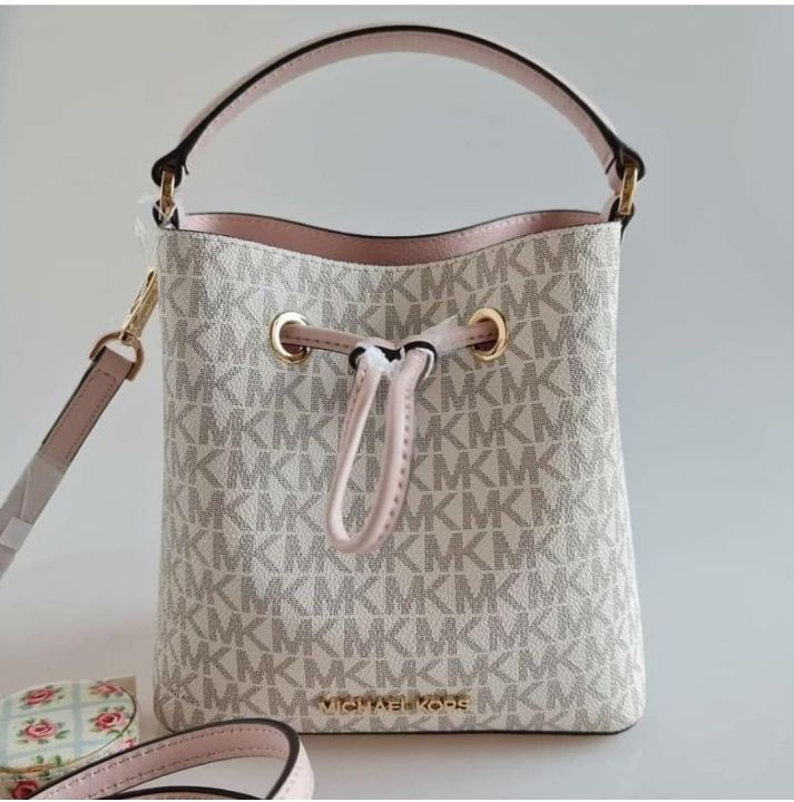 Original Michael Kors Suri Bucket Bag Crossbody White Pink Lazada PH