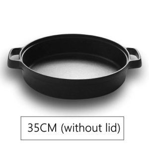 Mocha 28CM 30CM 35CM Cast Iron Paella Pan Frying Pan Kitchen Cooking Pan