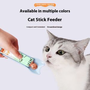 KS ช้อนแถบสำหรับแมวใช้ป้อนอาหารแบบไม่สกปรกที่เครื่องคั้นน้ำให้สติ๊กเกอร์อาหารขนมสำหรับสัตว์เลี้ยงกินอาหารแมว