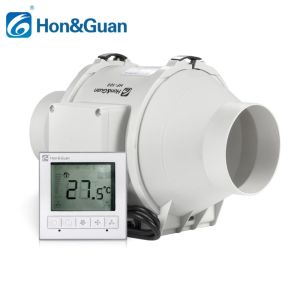 Hon Guan 4/5/6/8 Inch HF-PMZC seriesTimer Extractor Inline Duct Fan with Smart Wired Switch for Indoor Exhaust Ventilation Fan 220V with Delay Setting