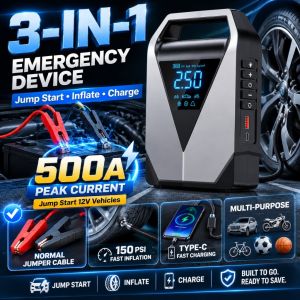 SOARFLY Car Jump Starter 4in1 Multi-function Car High Power Bank 6000mah Jumper Starter Portable Air Pump Tire InflatorMild and effective