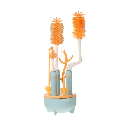 All-IN-1 Silicone Cleaning Brush Nylon Brush For Tumbler Bottle And Baby Bottle With Stand Holder