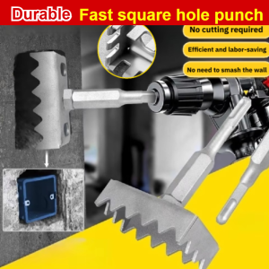 ✨[Punching Tool] Quick Square Hole Puncher/Socket Puncher/Multi-Function Electric Hammer Puncher/86 Wire Box Tool/Quick Square Hole Punch Rectangle Slot Tool Portable Square Hole Socket Sloter