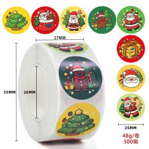 Indo 1866 - Stiker Label Hampers Natal / 1 Roll 500 PCS Stiker Kado