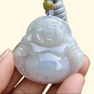 Quality Semi Translucent Natural Type A Jadeite Jade crafted as Milo Buddha as Pendant certificate weighs 12.57 grams measurement 37.5 * 38.9 * 6.3 mm (pendant275)