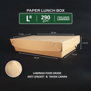 Paper Lunch Box Size L Isi 100/50/25 Kotak Makan Ukuran L Laminasi Tebal 290 gsm Paper Kraft Coklat Food Grade