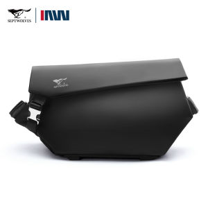 SEPTWOLVES กระเป๋าสะพายข้างสำหรับผู้ชายกระเป๋าคาดลำตัวสไตล์เกาหลีสำหรับผู้ชายสไตล์มินิมอลลิสต์11 "Ipad กระเป๋าหิ้วไรเดอร์ความจุมากสำหรับกันน้ำผู้ชายกระเป๋าข้างหัวเข็มขัดแม่เหล็กสำหรับกลางแจ้งแนวสตรีทแคชชวล