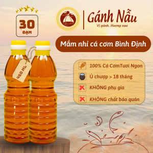 Nước mắm nhỉ cá cơm nguyên chất truyền thống Bình Định Combo 2 chai độ đạm 30 (2 chai x 460ml)