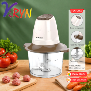 ViRYN 2L Food Processor Blender Large Capacity Household Electric Mini Multi Functional Meat Grinder Mixer Pengisar Daging Mini Serbaguna