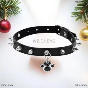 [COD] WEICHENG Hip Hop Black Leather Rivets Cat Claw Necklace For Women Dark Spicy Girls Chokers Trend Cool Gothic Fashion Jewelry Accessories