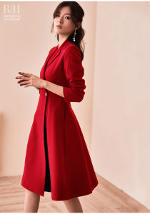 Đầm cổ vest sang trọng dáng váy đấm chéo tay dài