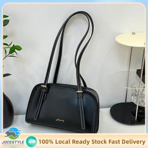 Jocestyle Ladies Casual Shoulder Bag Solid Color Simple Handbag PU Leather Retro Shoulder Bag Female Travel Commute Bag