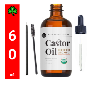 ☘️100% Authentic 2oz (60ml) Exp 12/2025 Castor Oil USDA Certified Organic 100% Pure Cold Pressed Hexane Free by Kate Blanc. Stimulate Growth for Eyelashes Eyebrows & Hair. Skin Moisturizer & Oil Cleanse. FREE Starter Kit