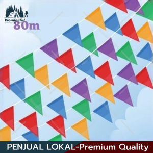 150Pcs Bendera Segitiga Warna Warni 80 Meter Bendera Kain Segitiga Bendera Hias Festival