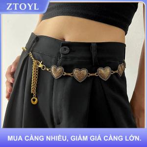 【ZTOYL】 Cổ Điển Dây Chuyền Vàng Vành Đai Nữ Trái Tim Kim Loại Phụ Nữ Eo Punk Goth Thắt Lưng Cho Phụ Nữ Mỏng Dây Thắt Lưng Quần Phụ Kiện