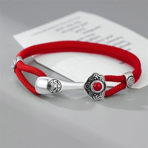 Lucky Ruyi Red Rope Bracelet for Men and Women Hand-woven Retro Couple Bracelet Jewelry Cleaned