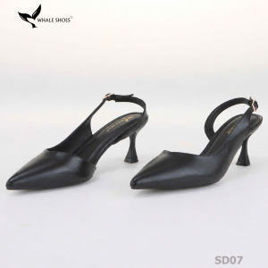 Giày cao gót (Slingback) Whale Shoes (SD07) 6cm cổ tim da mờ thiết kế tối giản đế chống trượt
