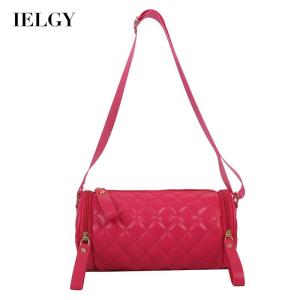 IELGY rhombus casual messenger solid color cylinder bag women