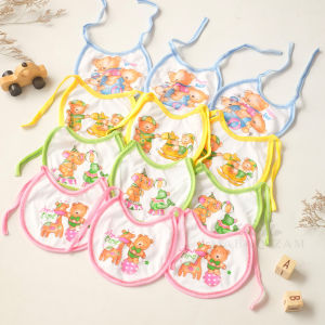 12 PCS Celemek Slabber Bayi 2 Lapis Kain Tadah iler 1 Lusin Grosir Tatakan makan Newborn motif lucu