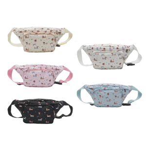 Large Capacity Fanny Pack Japanese Cute Dachshund Pattern Crossbody Waist Bag Casual Outdoor Chest Belt Bag for Women