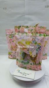30PCS Pink Butterfly Theme Stand Ziplock Pouch Loot Bags Chips Candy Reusable Storage