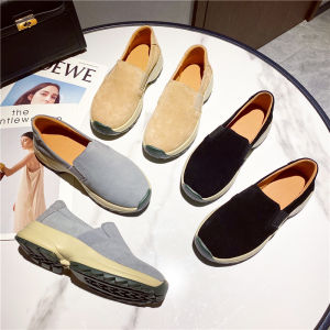 CDFHWUN รองเท้าโลฟเฟอร์สำหรับผู้หญิงขนาดใหญ่35-43รองเท้าผู้หญิงหนังเพิ่มขี้เกียจรองเท้าลำลอง