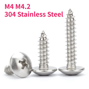 M4 M4.2 304 Stainless Steel Cross Recessed Truss Head Self Tapping Screw Phillips Mushroom Head Wood Screws