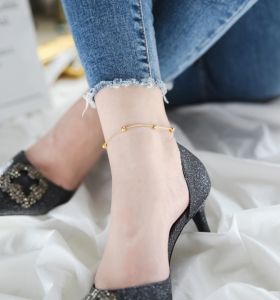 Lắc chân titan nữ không gỉ dây bi tròn mềm mại sang trọng nữ tính