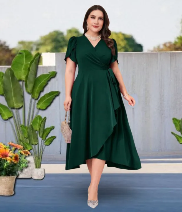 graduation dress in philippines Stylist Plus Size Overall Plain Wrap and Belted with Midi Length Women All-Occasion Formal Outfit classy graduation modern filipiniana dress