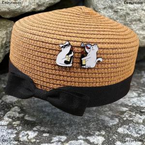 [COD] Cozyroom เข็มกลัดแมวการ์ตูนสีขาวสำหรับไวน์แดงกระเป๋าเป้สะพายหลังน่ารักอุปกรณ์ตกแต่งเสื้อผ้าป้ายโลหะผสมสังกะสี