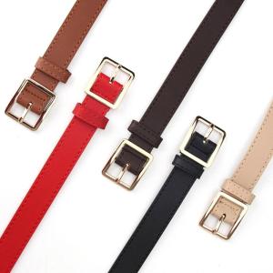 Simple Adult Waist Belt with Adjustable Square Shape Buckle Waistband PU-leather Waist Belts for Women Slimming Belt