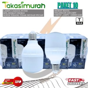 BOHLAM LAMPU LED PAKET HEMAT 10PCS TAKASIMURAH T10/10WATT /LAMPU BULB 10WAT TAKASIMURAH CAHAYAPUTIH