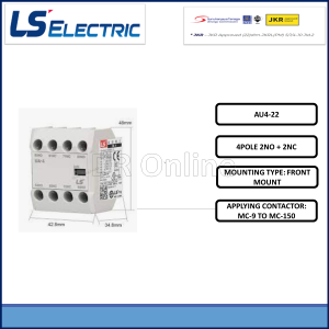 LS AUXILIARY CONTACT FRONT MOUNT  1NO 1 NC AU4-22