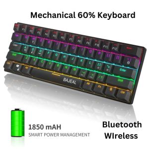 Keyboard Bluetooth Charging Mechanical 61-Key Rainbow Light 60% for Desktoplaptopmobilemacbook