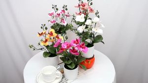 Artificial Flowers Butterfly Orchid Potted Plant Home Office Wedding Decor Desk/Dining Table Decor