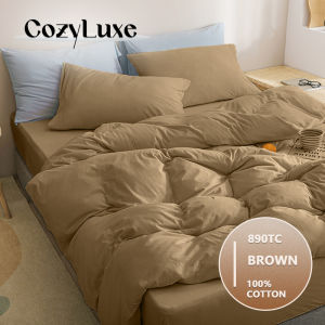 CozyLuxe™ 890TC 100% Cotton Solid Color Bedsheet Set – Soft Breathable & Hotel Luxury Comfort Single/Super Single/Queen