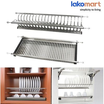 Kitchen Cabinet Dish Rack Double Layer 5 Sizes Draining Airing Storage ...