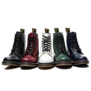 YCAMEL Women Boots Genuine Leather Ankle Martin Boots for Women Men Couple Casual Motorcycle Shoes Autumn Winter Couple Shoes Women Boots Plus Size 46 47 48