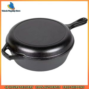 Vktech Durable Cast Iron Frying Pan with Handle 10-inch Non-Stick Coating for Easy Food Release