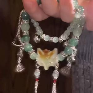 New Chinese fox mask beaded bracelet popular long double circle stacked bracelet personalized niche retro jewelry tide